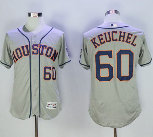 Astros #60 Dallas Keuchel Grey Flexbase Authentic Collection Stitched MLB Jersey - Click Image to Close